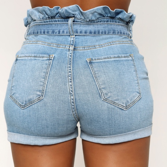Tie Waist Jean Shorts - Picture 2 of 5